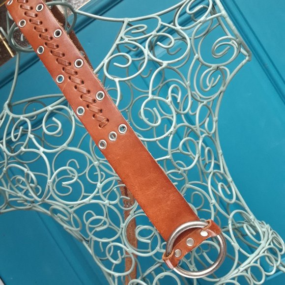 Genuine Leather Belt Metal Studded Rivets Grommets Woven Braided Western Women main image 9